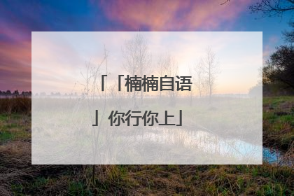「楠楠自语」你行你上