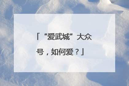 “爱武城”大众号，如何爱？