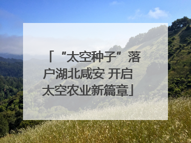 “太空种子”落户湖北咸安 开启太空农业新篇章