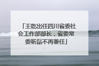王乾出任四川省委社会工作部部长，省委常委靳磊不再兼任