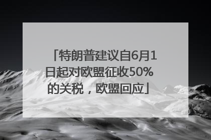 特朗普建议自6月1日起对欧盟征收50%的关税，欧盟回应