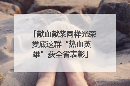献血献浆同样光荣 娄底这群“热血英雄”获全省表彰