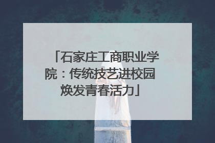 石家庄工商职业学院：传统技艺进校园焕发青春活力