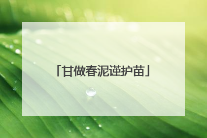 甘做春泥谨护苗