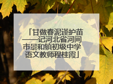 甘做春泥谨护苗——记河北省河间市景和镇初级中学语文教师程桂霞
