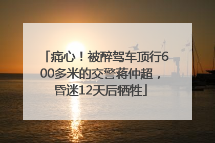 痛心！被醉驾车顶行600多米的交警蒋仲超，昏迷12天后牺牲