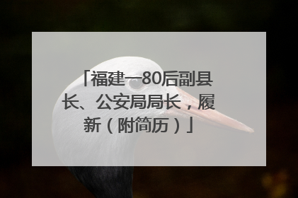福建一80后副县长、公安局局长，履新（附简历）