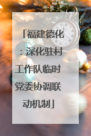 福建德化：深化驻村工作队临时党委协调联动机制