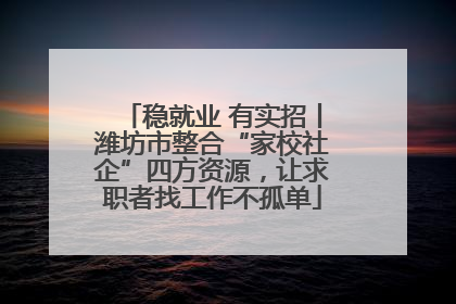 稳就业 有实招丨潍坊市整合“家校社企”四方资源，让求职者找工作不孤单