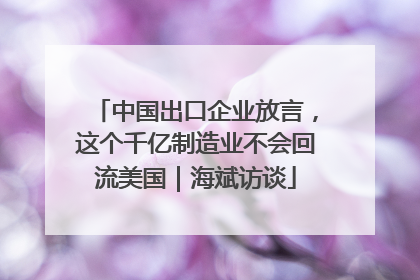 中国出口企业放言，这个千亿制造业不会回流美国｜海斌访谈
