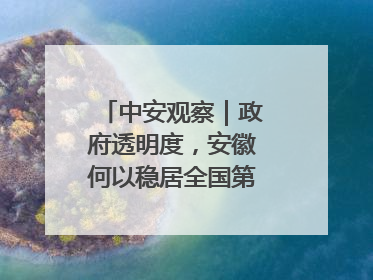 中安观察｜政府透明度，安徽何以稳居全国第一方阵？
