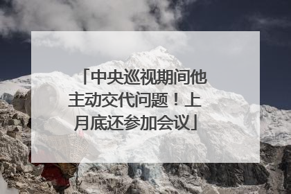 中央巡视期间他主动交代问题！上月底还参加会议