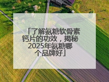 了解氨糖软骨素钙片的功效，揭秘2025年氨糖哪个品牌好