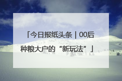 今日报纸头条｜00后种粮大户的“新玩法”