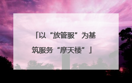 以“放管服”为基筑服务“摩天楼”