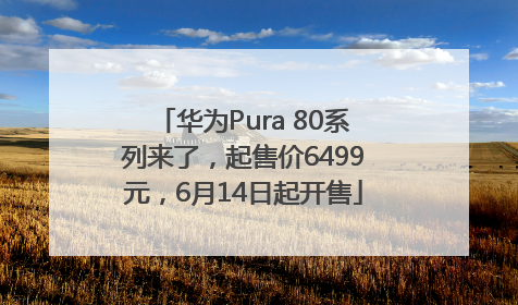 华为Pura 80系列来了，起售价6499元，6月14日起开售