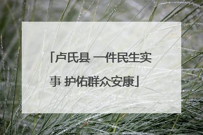 卢氏县 一件民生实事 护佑群众安康