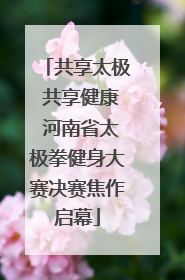 共享太极 共享健康 河南省太极拳健身大赛决赛焦作启幕
