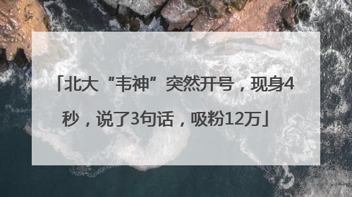 北大“韦神”突然开号，现身4秒，说了3句话，吸粉12万