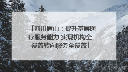 四川眉山：提升基层医疗服务能力 实现机构全覆盖转向服务全覆盖