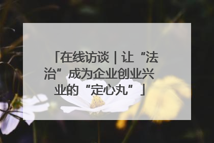 在线访谈｜让“法治”成为企业创业兴业的“定心丸”
