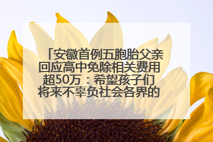 安徽首例五胞胎父亲回应高中免除相关费用超50万：希望孩子们将来不辜负社会各界的帮助与支持