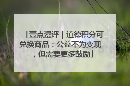 壹点漫评｜道德积分可兑换商品：公益不为变现，但需要更多鼓励