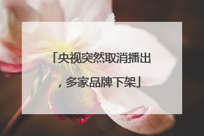 央视突然取消播出，多家品牌下架