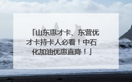 山东惠才卡、东营优才卡持卡人必看！中石化加油优惠直降！