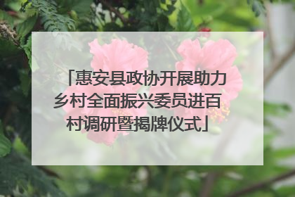 惠安县政协开展助力乡村全面振兴委员进百村调研暨揭牌仪式