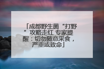 成都野生菌“打野”攻略走红 专家提醒：切勿随意采食，严重或致命