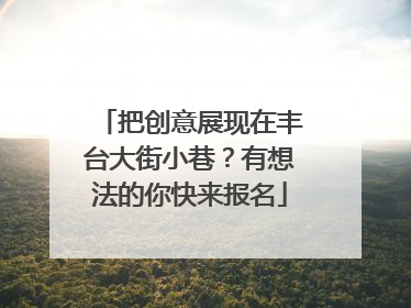 把创意展现在丰台大街小巷？有想法的你快来报名