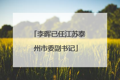 李晖已任江苏泰州市委副书记