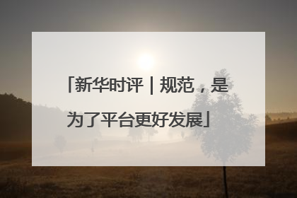 新华时评｜规范，是为了平台更好发展