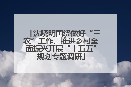 沈晓明围绕做好“三农”工作、推进乡村全面振兴开展“十五五”规划专题调研