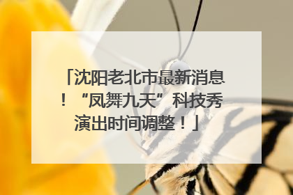 沈阳老北市最新消息！“凤舞九天”科技秀演出时间调整！