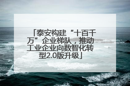 泰安构建“十百千万”企业梯队，推动工业企业向数智化转型2.0版升级