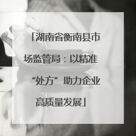 湖南省衡南县市场监管局：以精准“处方”助力企业高质量发展
