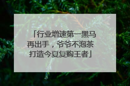 行业增速第一黑马再出手，爷爷不泡茶打造今夏复购王者
