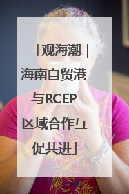 观海潮｜海南自贸港与RCEP区域合作互促共进