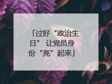 过好“政治生日” 让党员身份“亮”起来