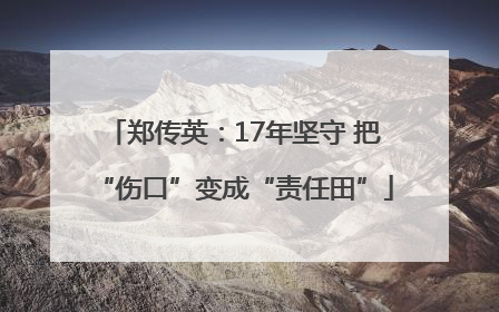 郑传英：17年坚守 把“伤口”变成“责任田”