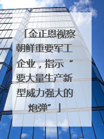 金正恩视察朝鲜重要军工企业，指示“要大量生产新型威力强大的炮弹”
