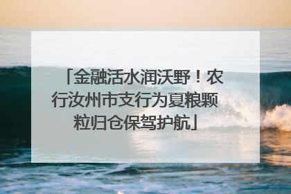 金融活水润沃野！农行汝州市支行为夏粮颗粒归仓保驾护航
