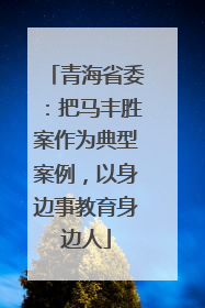 青海省委：把马丰胜案作为典型案例，以身边事教育身边人