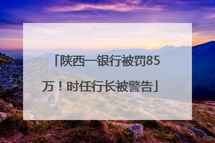 陕西一银行被罚85万！时任行长被警告