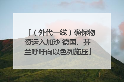 （外代一线）确保物资运入加沙 德国、芬兰呼吁向以色列施压