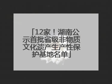 12家！湖南公示首批省级非物质文化遗产生产性保护基地名单