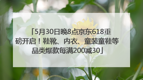5月30日晚8点京东618重磅开启！鞋靴、内衣、童装童鞋等品类爆款每满200减30